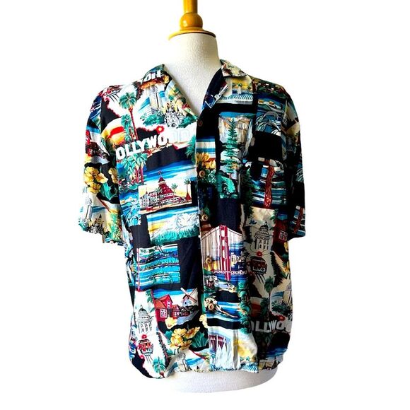 Vintage Paradise Found Hollywood Hawaiian Shirt - Large - Picture 1 of 6